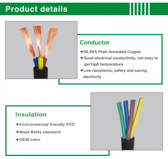450 / o condutor de cobre da classe 2 do cabo bonde do PVC de 750V RVV isolou flexível revestido